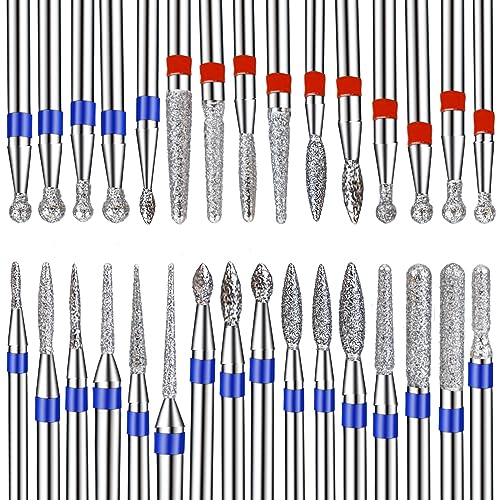 Torno para Uñas, 30pc Fresas Torno Manicura Pulidor para Manicura Brocas para Uñas Acero al Tungsteno Fresas 3/32 pulgadas Juego de brocas de uñas para manicura y pedicura