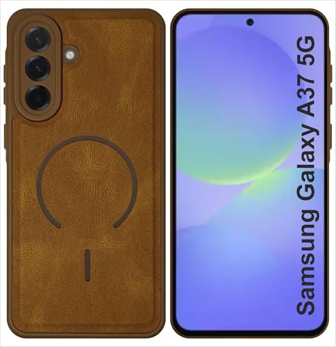 SBMS Back Cover for Samsung Galaxy A37 5G | Ultra Slim Soft Rubberised Hard Case | Oil Feel Soft Leather Back | Mag-Safe Design (Mag-Safe Not Support) | Camera Protection Case for Sam A37 5G (Brown)