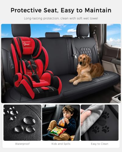 Image of Huidasource Tacoma Rear Bench Car Seat Covers, Black Leather Back Row Seat Cushion Cover Fit for Toyota Tacoma 2016-2023 Double & Crew Cab SR SR5 Limited TRD Sport /Pro /Off Road (Back Row /Black)