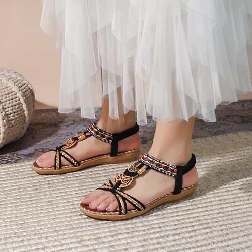Sandals for Women Dressy Summer Flat Casual Open Toe Bohemia Sandals Lightweight Walking Shoes2