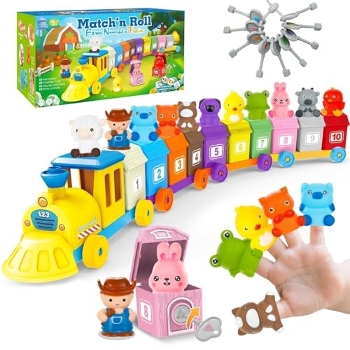 BOLZRA Farm Animals Train Set for Toddlers 2 3 4