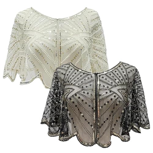 Vintage Lace Beaded Shawl, Sequin Evening Cape Wrap, Shawls and Wraps for Evening Dresses/Party/Wedding/Formal