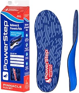 Powerstep Pinnacle Plus Metatarsal Pain Relief Orthotics - Shoe Inserts for Metatarsalgia, Arch Support, and General Ball of Foot Pain Relief - Shoe Insoles with Metatarsal Pad (M 6-6.5, F 8-8.5)
