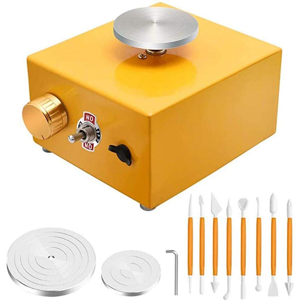 Mini Pottery Wheel Turntable Mini Electric Pottery Machine DIY Clay Tool with Tray 220V for Ceramic Work Ceramic Clay Art Craft Silent