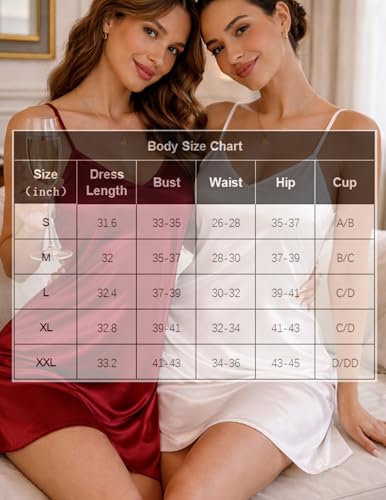 Image of Avidlove Satin Nightgowns for Women Silk Slip Dress Sexy Sleepwear | Adjustable spaghetti straps,elegant V neck,flattering mini lingerie dress,comfortable all day wear