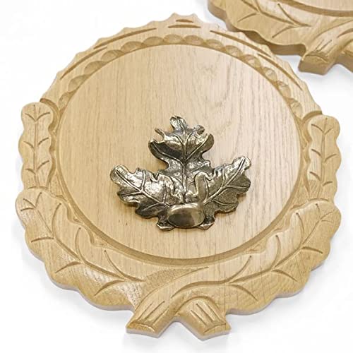 3 placas de cuña talladas de roble claro AF 16 cm con 3 hojas de roble, portada grande, tabla cuña, tabla de especias, cartel trofeo.