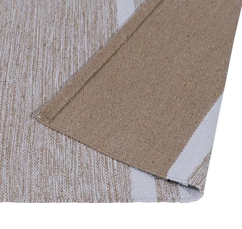 Image of Hand Woven 100% Natural Cotton Designer Rug|Kitchen Runner|Bedside Runner|Kitchen Mat|Carpet|Multiple uses for Balcony,Living Room,Bedroom,Size-22x60 Inches, (Beige)