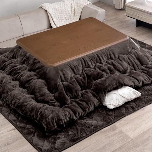 タンスのゲン こたつ 3点セット 120×80cm 長方形【本体+掛敷布団】とろける肌触り 洗える 抗菌 防臭 UV塗装 継ぎ脚 家具調こたつ 61140534(74782)のサムネイル