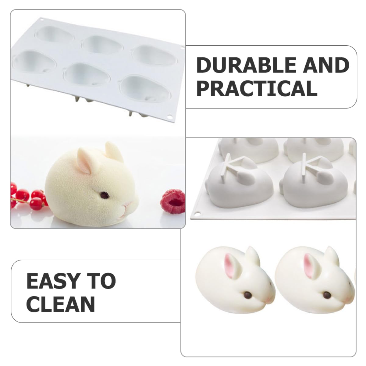 TOPBATHY 2 Pezzi Di Silicone A Forma Di Coniglietto Per La Cottura Di Dolci Pasquali Gelatina Budino Ghiaccio Facili Da Usare E Da Pulire