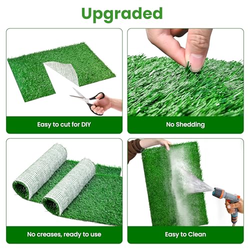 Image of Dog Grass Pee Pad, 2 Pack Puppy Pee Mats Fake Grass Reusable Artificial Indoor Outdoor Litter Box Training Rug with Drainage Holes for Small Dog