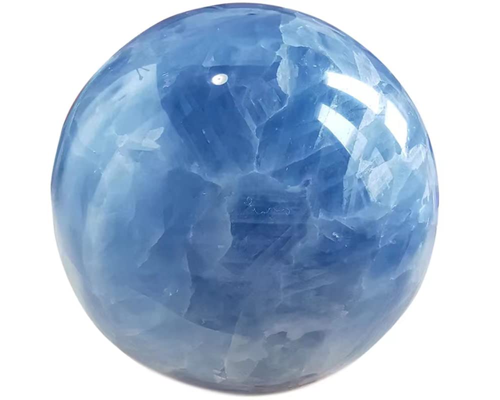 Blue Celestite Crystal Sphere Ball with Wood Stand Large Healing Crystals Sphere Sculpture Home Office Decoration Fengshui Meditation Healing 100mm 3.93'' (Blue Celestite, 3.93
