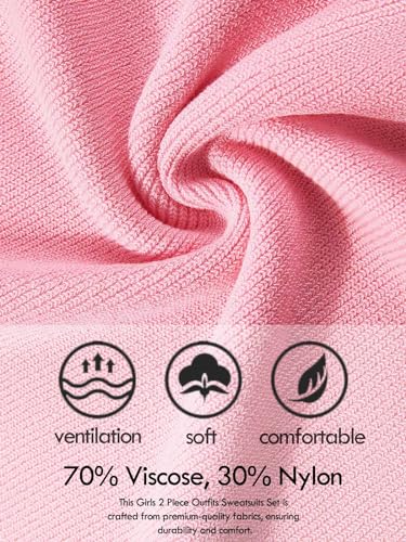 Image of Haloumoning Girls 2 Piece Outfits Kids Long Sleeve Crewneck Sweater Drawstring Wide Leg Long Pants Sweatsuits Sets 5-14T