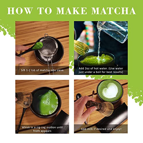 BambooMN Japanese Matcha Whisk Chasen - Traditional Handcurled 100 Tate Matcha Utensil - Natural Golden Brown - 10 Pieces
