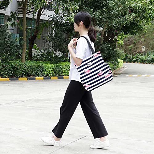 Image of KAMO Floral Tote Bag - Waterproof Lightweight Handbags Travel Shoulder Bag for Hiking Yoga Gym Swimming Travel Beach