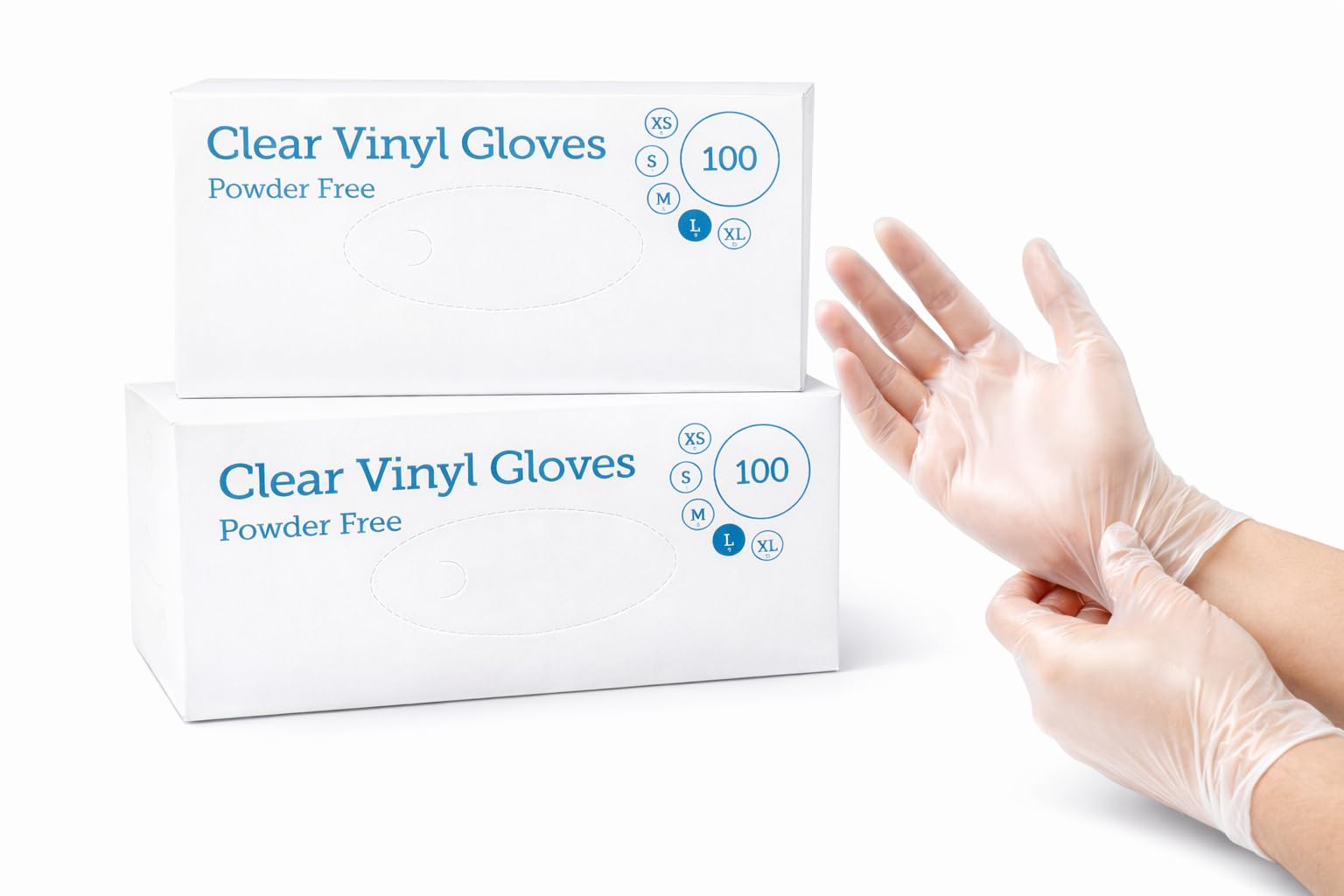 1ABOVE 100 Clear Vinyl Disposable Gloves | Latex | Powder Free | Use For Food (except fatty food), Safety, Cleaning, etc…(Medium) — view 4