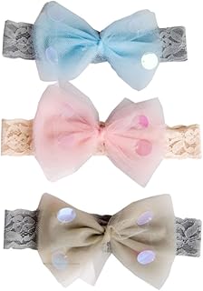 Toyvian 3Pcs Laços De Cabelo Para Crianças Fitas De Cabelo Para Meninas Laços De Cabelo Infantis Laços De Cabelo Infantil Faixa De Cabelo Infantil Arco Laço Lantejoulas Anel De Cabelo