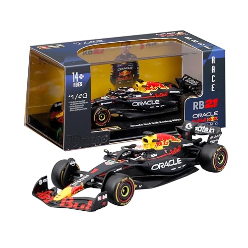 Bburago   Red Bull Racing RB21 2025#1 MAX Verstappen, Coche diecast a Escala 1:43 con Vitrina, réplica Oficial F1 Red Bull, Base incluida, Licencia Oficial, Edad Recomendada 14+ años