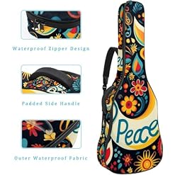 JRHEJTFZ Housse pour guitare acoustique de 1,9 cm d’épaisseur – Imperméable – Durable et élégant – Joli signe de paix, Multicolore., 42.9×16.9×4.7 in, Motif imprimé tendance - Les Beatles, Paul McCartney, John Lennon, RIngo Starr, George Harrison JRHEJTFZ Housse pour guitare acoustique de 1,9 cm d'épaisseur - Imperméable - Durable et élégant - Joli signe de paix, Multicolore., 42.9x16.9x4.7 in, Motif imprimé tendance – Image 4