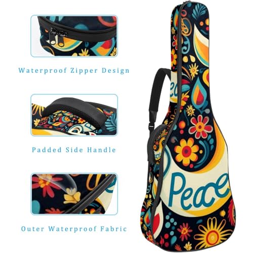 JRHEJTFZ Housse pour guitare acoustique de 1,9 cm d’épaisseur – Imperméable – Durable et élégant – Joli signe de paix, Multicolore., 42.9×16.9×4.7 in, Motif imprimé tendance - Les Beatles, Paul McCartney, John Lennon, RIngo Starr, George Harrison JRHEJTFZ Housse pour guitare acoustique de 1,9 cm d'épaisseur - Imperméable - Durable et élégant - Joli signe de paix, Multicolore., 42.9x16.9x4.7 in, Motif imprimé tendance – Image 5