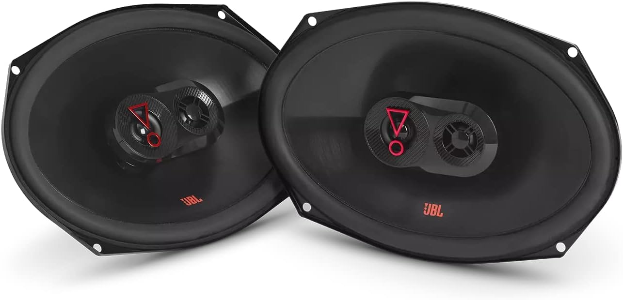 JBL Stage3 9637 3-way car speaker set by Harman Kardon - 375 watt car speakers - oval JBL box large 6" x 9" (152 mm x 230 mm), black