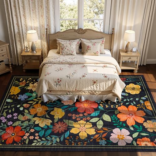 Tapete decorativo floral antideslizante 8' x 10' miniatura 3