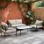 4-Piece Metal Patio Furniture Set with Thick Cushions and Coffee Table,All-weather Porch Sectional Sofa Set Style Modern,Metal Sun Villa Patio Furniture Set with High Back for Backyard,Deck