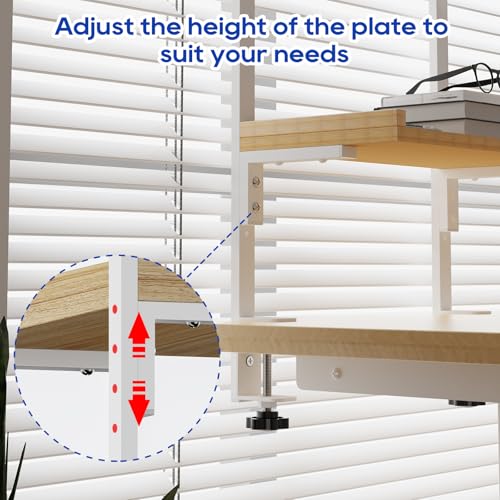 THYGIFTREE Anklemmbares, hochwertiges 40 cm Industrierohr-Tischregal mit 2 Ebenen, robuster Schreibtisch-Erweiterungs-Organizer, modernes Schreibtisch-Ausstellungsregal (Weiß)