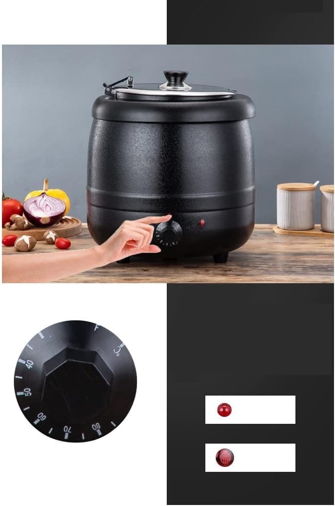 食品用スープ釜ウォーマー, 業務用電気式スープウォーマー温度調整と, レストランおよび大家族のため,銀/黒10L/13L (ホワイト