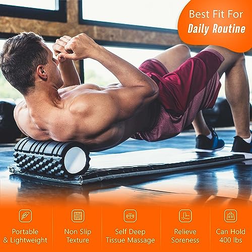 Foam Roller Black with 3 Resistance Level Bands - Lightweight Foam Rollers for Muscles Provides Relief from Pain Fatigue Improves Tissue Recovery - Massage Roller for Gym, Yoga Pilates - Image 3