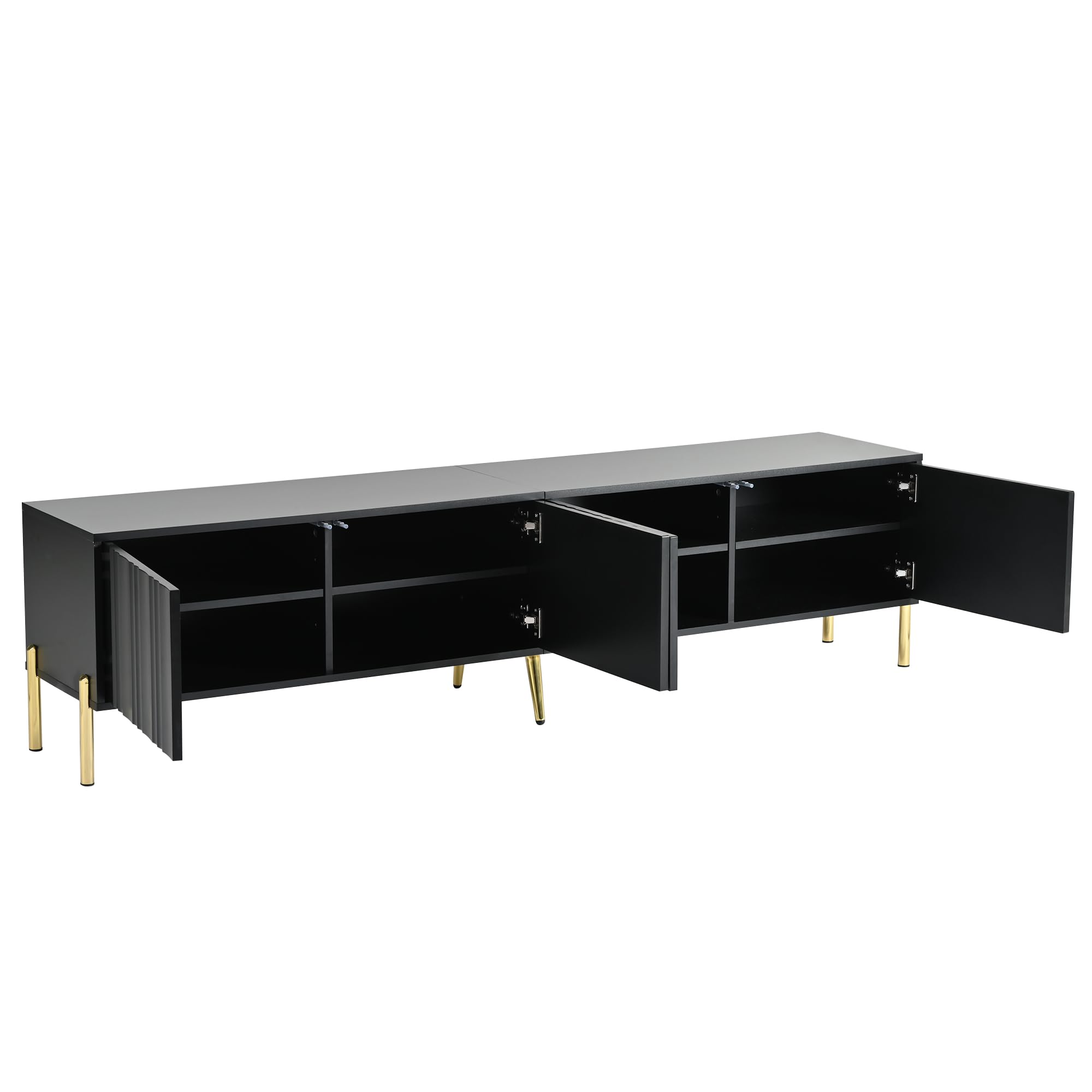 Mobile TV nero, per soggiorno, 190 cm (lunghezza) x 38 cm (larghezza) x 48 cm (altezza), gambe dorate