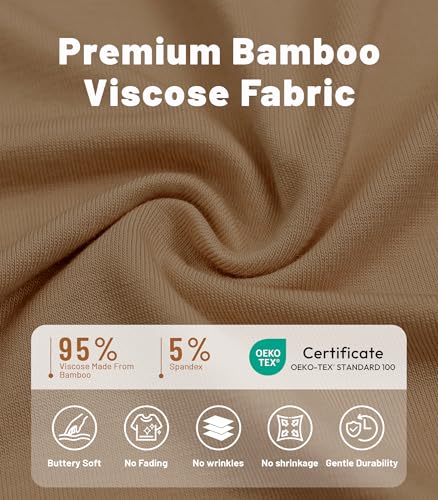 Image of NACHILA Nightgowns for Women-Viscose Made from Bamboo, V Neck Sleepshirts Short Sleeve Sleepwear Cool Nightshirt