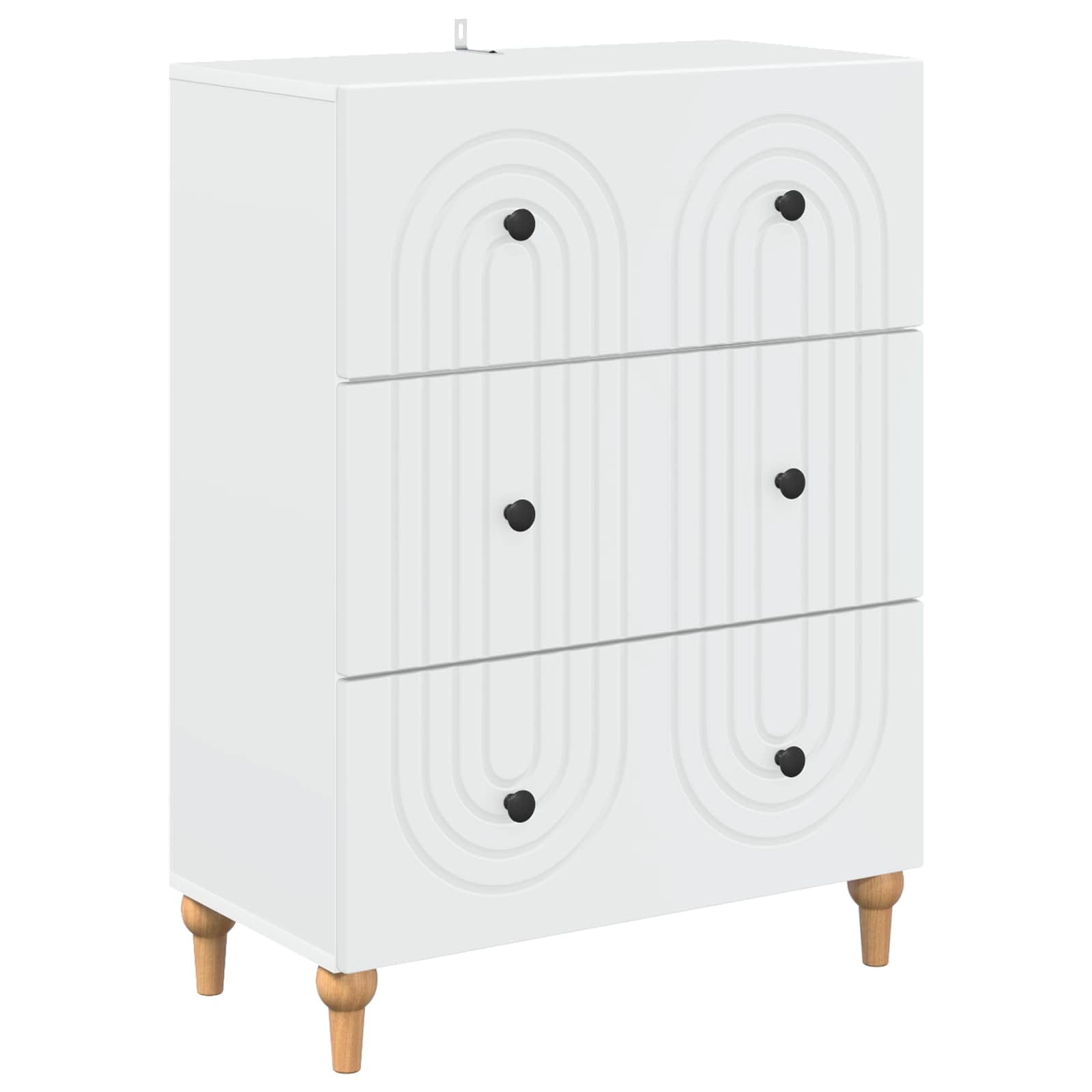 Cassettiera bianca con 3 cassetti, cassettiera moderna, 66 x 34,5 x 90 cm, in legno, sottile, per soggiorno e corridoio, armadio multiuso senza tempo