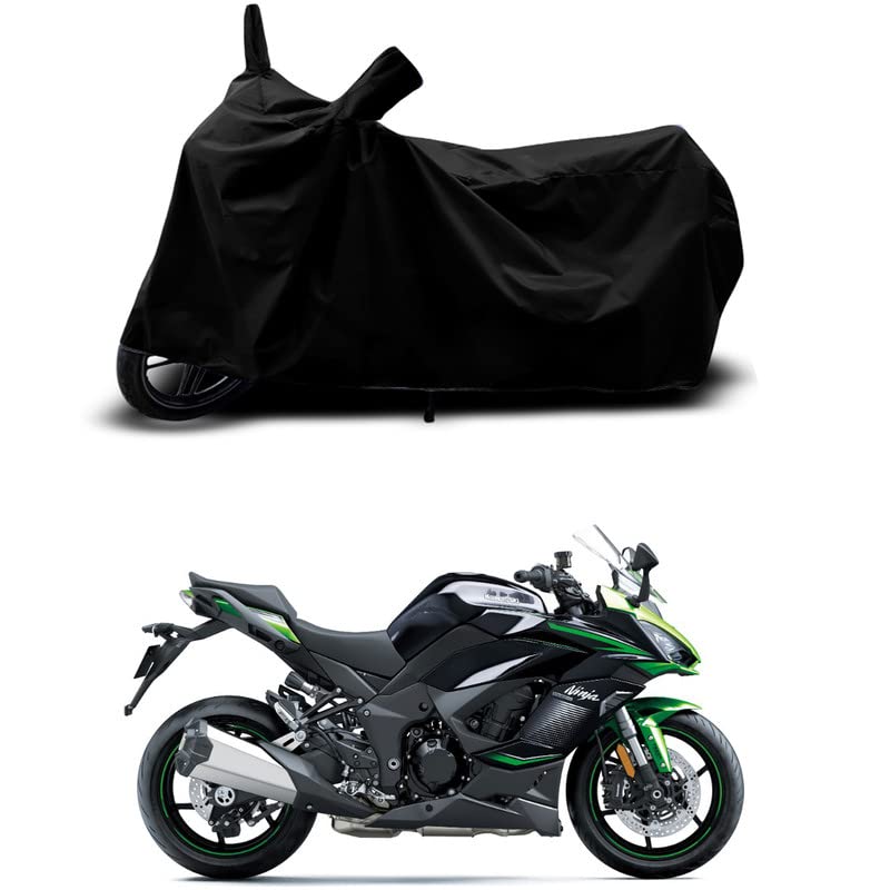 Image of 100% Scratchproof /UV-Rays /Heat Protection /Birds Dropping /Water Resistant /Dust Proof /Waterproof /Full Bike Scooty Two Wheeler Body Cover Compatible for Ninja 1000SX All Varients[Black]