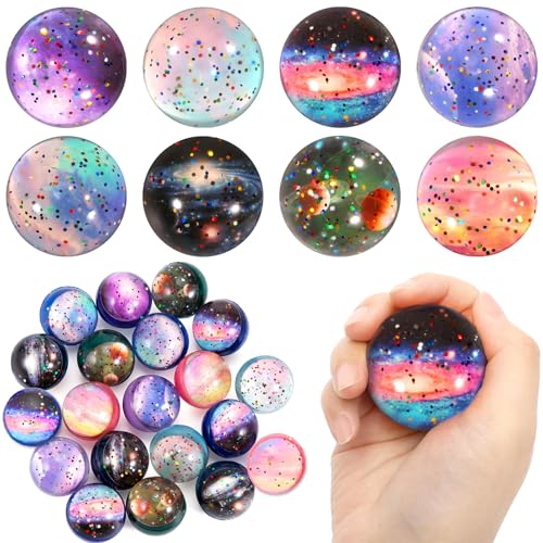 Seamart 30 Stück Flummies für Kinder Flummi Planeten 32 mm Weltraumthema Hüpfbälle Gastgeschenke für Mädchen Jungen Geschenktütenfüllung