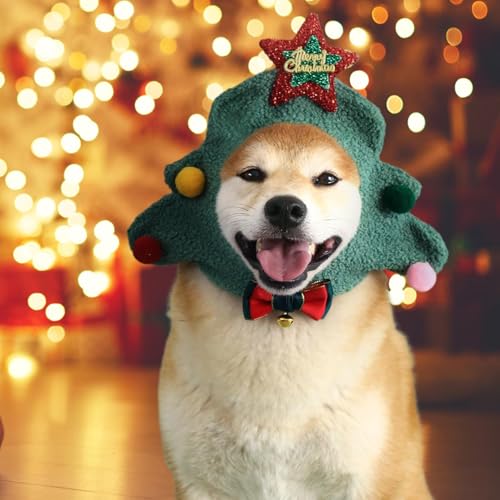 Roupa de gato de Natal, fantasia de gato,de neve de árvore de Natal roupas fofas e quentes para gati