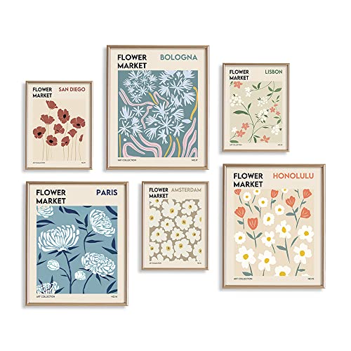 Museum Gallery Wall Poster Print - Mid Century Modern Decor - Abstract Minimalist Wall Art - Set Of 6 - Preppy Aesthetic Pictures - Flower Market Wall Art - Danish Pastel Art Print - Abstract Art #TOP5