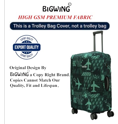 Image of BIGWING Protective Luggage Cover in Polyester Fabric with Born to Fly Print for | 20 inch Small Size 55 cm | Hard Luggage (Fiber) Trolley Bag Cover
