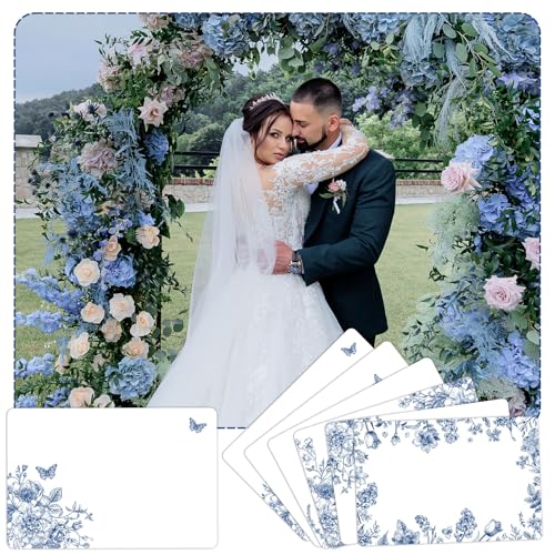 Image of Whaline 180 Pcs Name Tag Stickers Blue Floral Nameplate Sticker Vintage Flower Butterfly Paper Label Decals for Classroom Bulletin Board Office School Desk Wall Decor