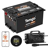 48V Lithium Golf Cart Battery, TEMGO 51.2 Volt 100Ah LiFePO4 Battery, Built-in Bluetooth 200A BMS, Includes 56.8V 18A Charger, APP Monitor, Perfect for Golf Carts