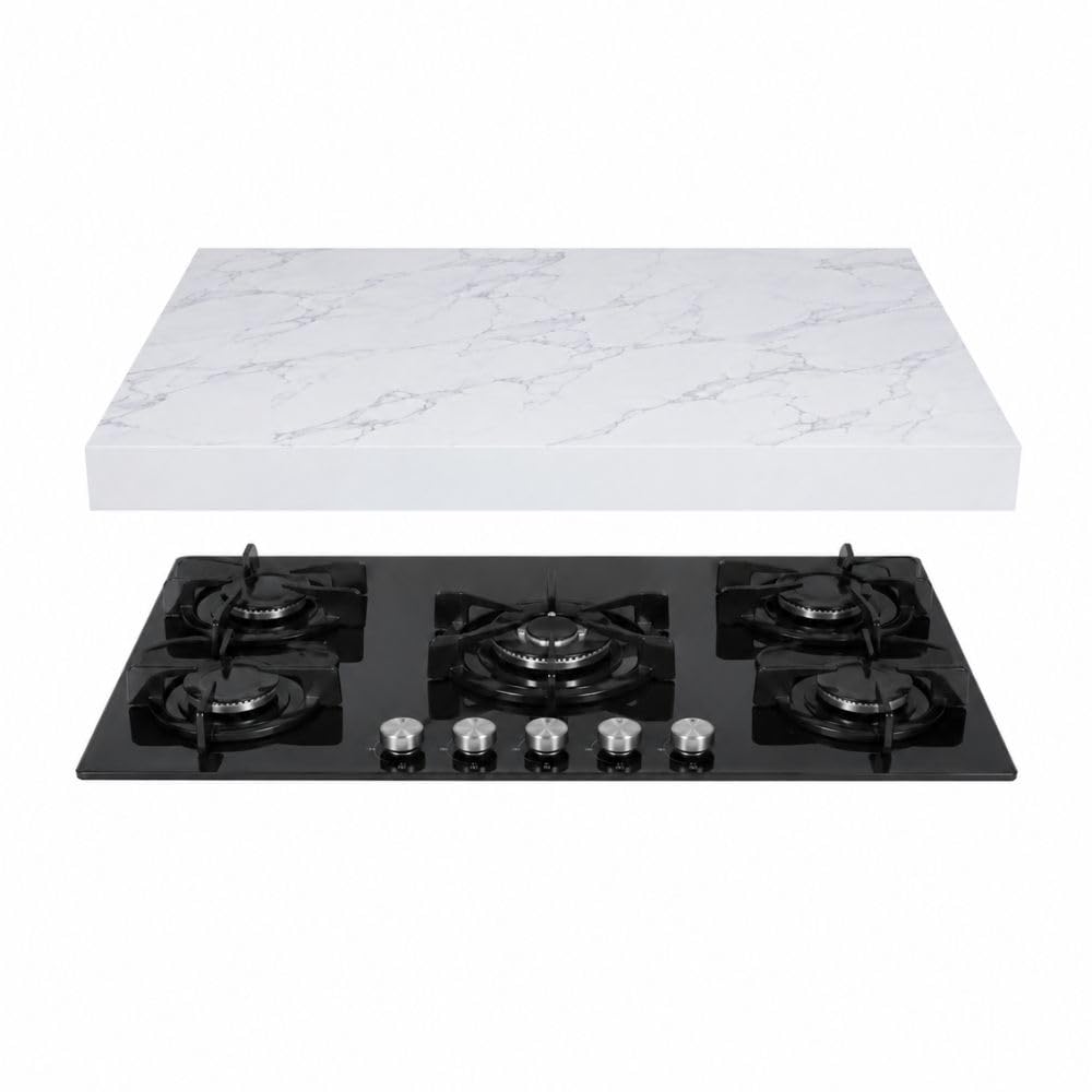 Coprifornello in Legno Ultraresistente 90x54x7,5 cm – Copripiano Cottura Effetto Marmo Marmorizzato – Protezione Piano Cottura Cucina – Variante Oro o Silver (Silver)