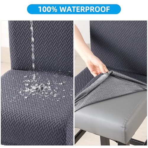 Image of YISUN Waterproof Bar Stool Covers, Stretch Pub Stool Chair Cover Removable Washable Counter Stool Covers Bar Stool Slipcovers for Kitchen, Pub, Dining Room (4 Pack, T-Dark Grey)