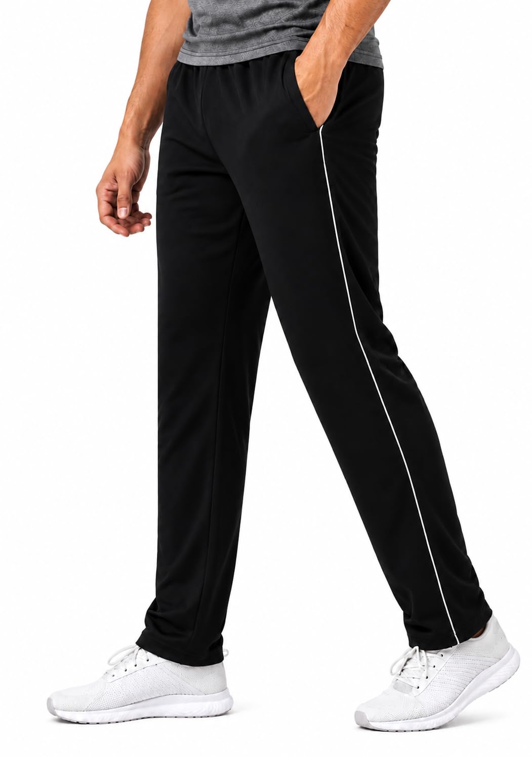 AFit Men's Camel Brown Track Pants with White Side Piping | Drawstring Waist, Side Pockets, Straight Fit-picture-17