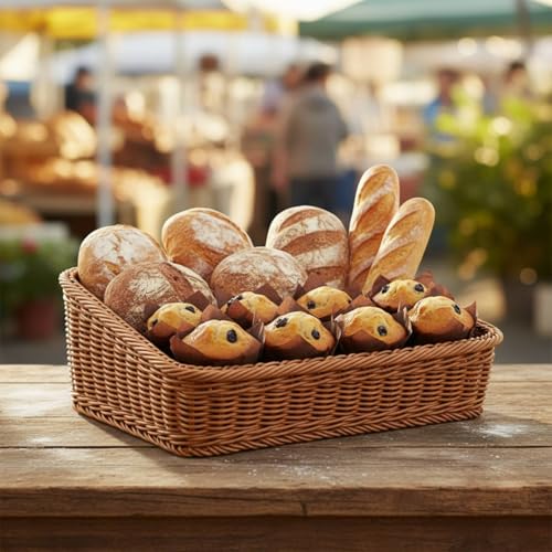 Cesto de panadería inclinado marrón de 40-30-8-14 cm para comercio 4