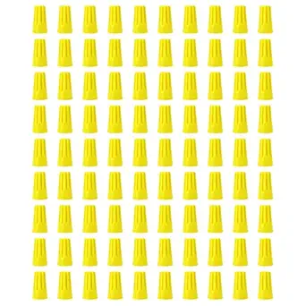 100 PCS P4 Yellow Spring Insert Twist Caps Connection Electrical Wire Connectors Nuts Screw Terminals Assortment (Yellow)
