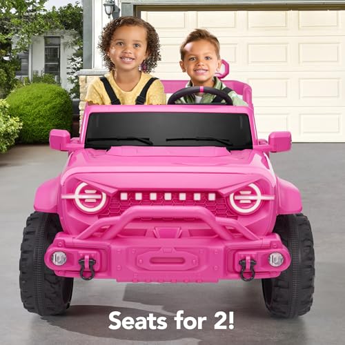 Image of Best Choice Products Kids 24V 2-Seater Electric Ride On Car Truck w / 132lb Weight Capacity, Parent Control, Bluetooth, LED Lights - Hyper Pink