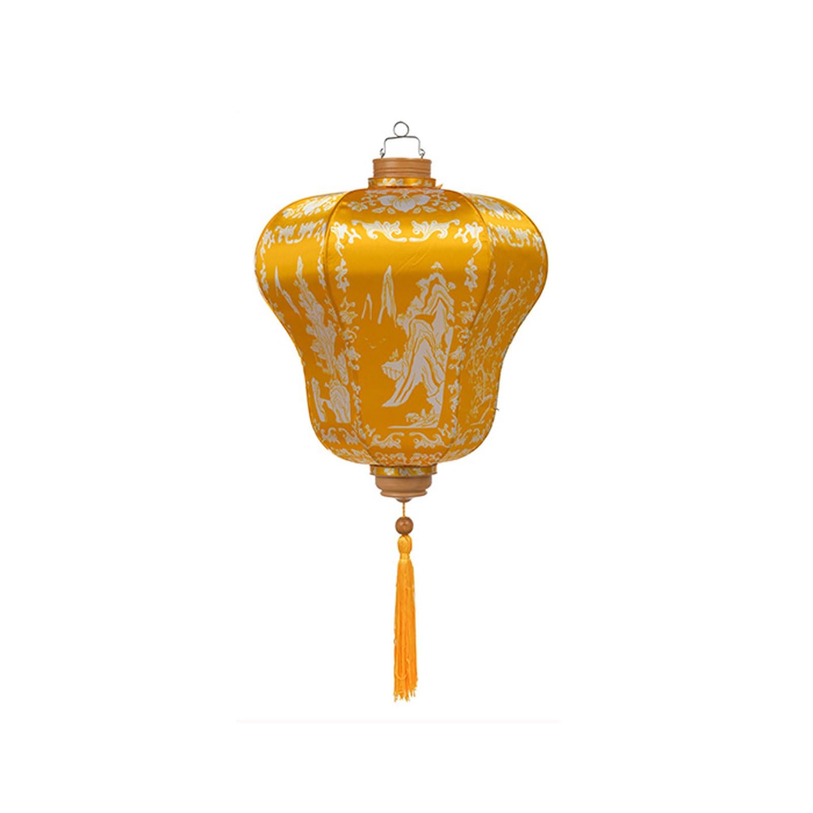 Asian Lantern, Chinese Traditional Silk Lantern Oriental Hanging Palace with Tassel for Home Outdoor Garden Party Decoration(Yellow)