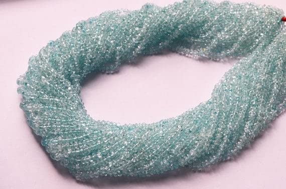 Rock crystal smooth roundel beads bleues 4-5mm pour création bijoux de lithothérapie