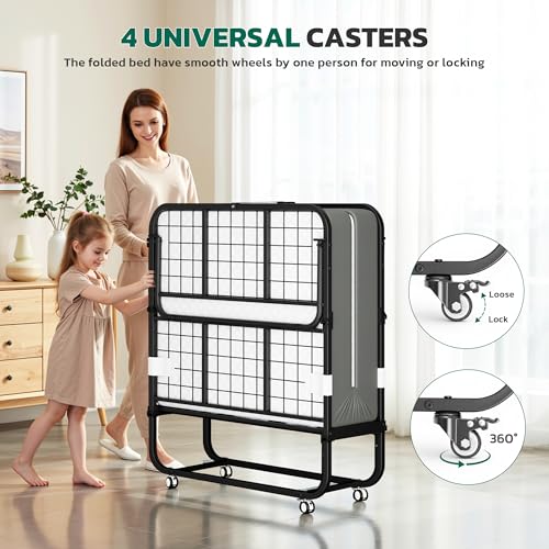 Greenvelly Folding Bed with 5 Inch Mattress