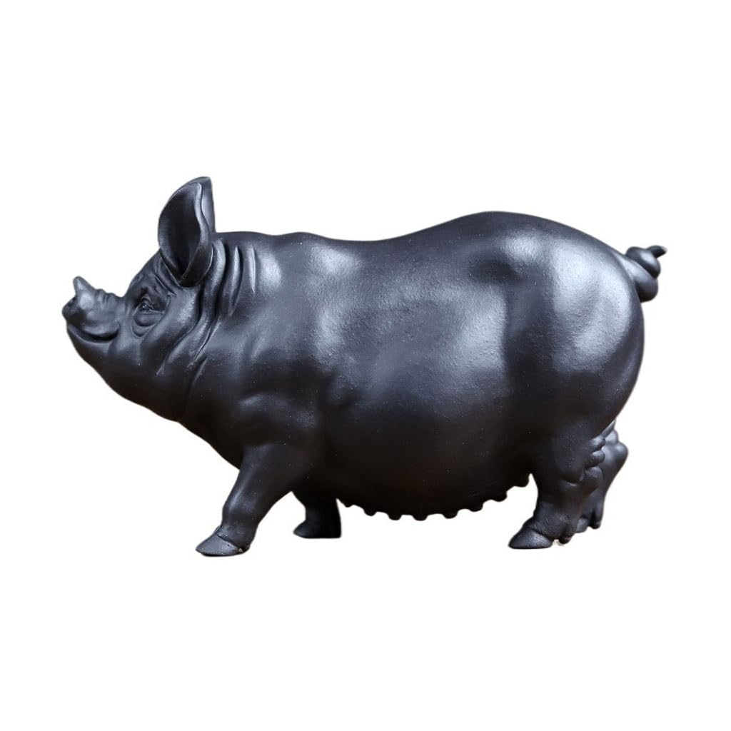 SAMCIOI Tea Pet Kung Fu Tea Set Home Handmade Ornaments Rich Purple Sand Pig Study Tea Table Pet Decorative Sculpture Teaware Ornaments(A)