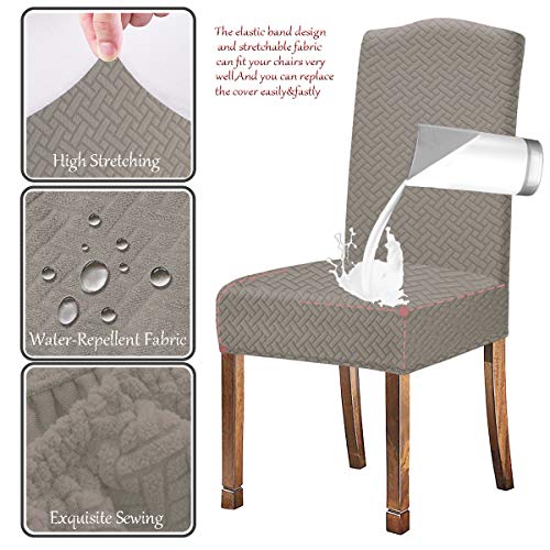 KELUINA Stretch Waterproof Twill Jacquard Dining Room Chair Covers Home Decor,Chair Covers for Dining Room Chairs Restaurant Hotel Ceremony (Taque,4 Pieces) - Image 2